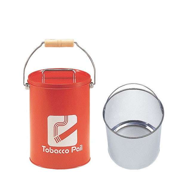 タバコペール 中缶付き レッド CP-Z-20N 約3.6L 直径186×高さ266mm【スチール製 灰皿 吸殻回収 ゴミ箱 給湯室 喫煙所 ぶんぶく】