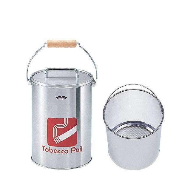 タバコペール 中缶付き ステンレスヘアライン仕上 CP-Z-22N 約3.6L 直径186×高さ266mm【ステンレス製 灰皿 吸殻回収 ゴミ箱 給湯室 喫煙所 ぶんぶく】