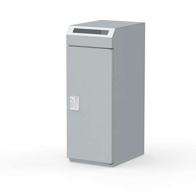 機密書類回収ボックス 大 ダイヤル錠仕様 シルバーメタリック KIM-S-3D 容量約38.1L 幅300×奥行400×高さ800mm 【中容器付き スチール製ボディ 鍵付き 業務用分別ゴミ箱 ビル オフィス 事務所 ぶんぶく】