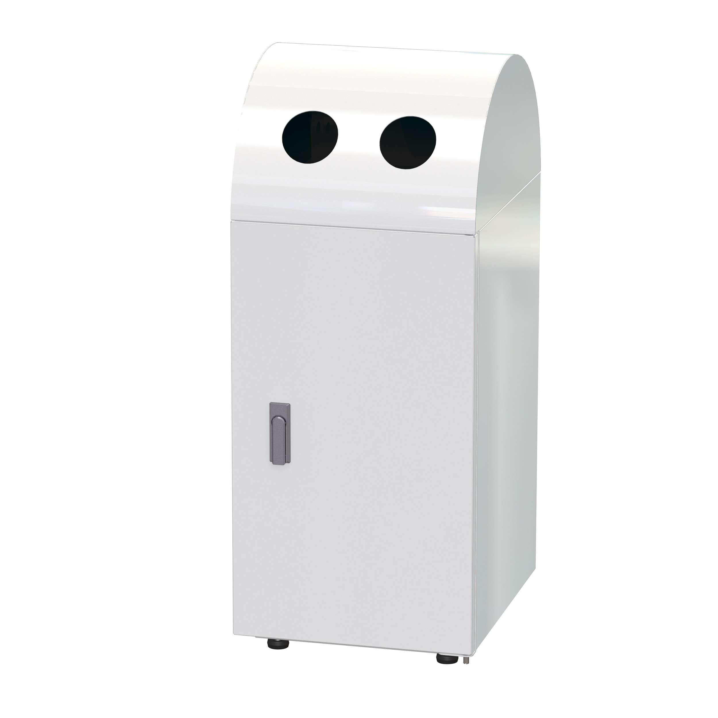 リサイクルトラッシュ ビン･カン用タイプ 幅350mm ネオホワイト OSE-31-NW 容量約36L 幅350&times;奥行420&times;高さ850mm 【中容器付き スチール製ボディ アジャスター付き 業務用分別ゴミ箱 ビル オフィス ぶんぶく】｜あいる専門館