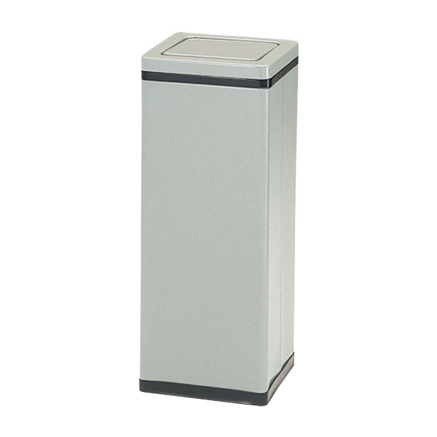 角型ロータリー屑入 Bライン グレー RSL-201 容量約23.2L 幅240&times;奥行240&times;高さ600mm 【スチール製ボディ 回転ふた付き 業務用分別ゴミ箱 給湯室 ビル オフィス 事務所 ぶんぶく】｜あいる専門館