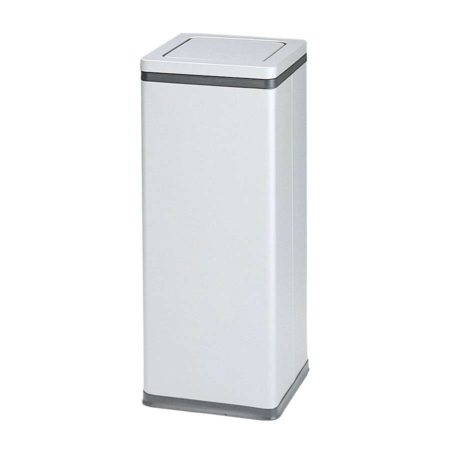 角型ロータリー屑入 Bライン 袋止め付 シルバーメタリック RSL-207B 容量約23.2L 幅240×奥行240×高さ600mm 【スチール製ボディ 回転ふた付き 業務用分別ゴミ箱 給湯室 ビル オフィス 事務所 ぶんぶく】