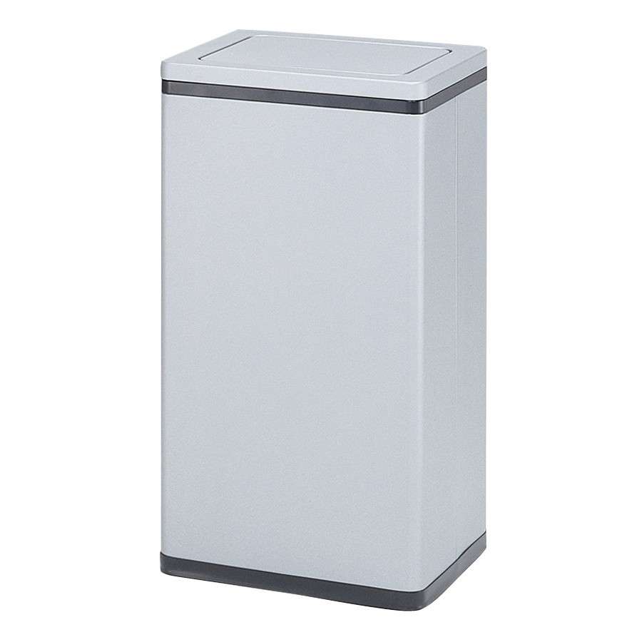 角型ロータリー屑入 Bライン 袋止め付 シルバーメタリック RSL-27B 容量約29.3L 幅329×奥行240×高さ600mm 【スチール製ボディ 回転ふた付き 業務用分別ゴミ箱 給湯室 ビル オフィス 事務所 ぶんぶく】