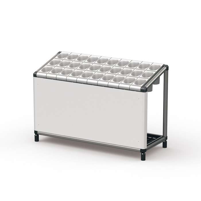 スリーブ式アンブレラスタンド 幕板付(NW) 30本用 クールグレー US-Z-SLV30C-CGY 幅755×奥行305×高さ503mm 【水受皿付き ステンレス製フレーム スチール製目隠し付き アジャスター付き 業務用鍵無し傘立て ビル オフィス 事務所 ぶんぶく】