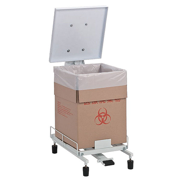 医廃物容器フレーム可変式(段ボール専用)＋フタ中セット 本体最大サイズW58×D61×H77.2cm DS2411000＋DS2412200【市販の医療用廃棄物用段ボールを使用 高さ・幅・奥行調整可能 ペタル式フタ 分別ゴミ箱 病院 クリニック テラモト】