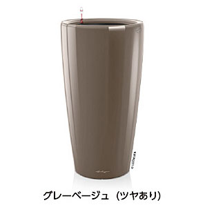 【松尾貿易】レチューザプレミアム ロンド40(ラッカーカラー：グレーベージュ)底面灌水セット付き 直径40×高さ75cm LE-3140ALL-GB【輸入プランター ドイツ製 おしゃれ ホテル 水のやり過ぎ防止 水やり回数削減 長期間水やり不要 屋内 室内】
