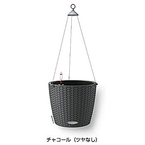 【松尾貿易】レチューザエコノミー コテージ・ニド(カラー：チャコール)底面底面灌水セット付き 直径27&times;高さ23cm LE-6728C【輸入プランター ドイツ製 おしゃれ ホテル 網目仕上げ バルコニー 水のやり過ぎ防止 水やり回数削減 長期間水やり不要 屋外 屋内 室内】｜あいる専門館