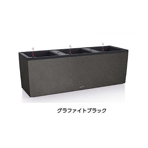 【松尾取り引き】レチューザ 三重協奏曲・石ころ30(色合い：グラファイトブラック)灌水書き割り付 幅100×奥ふかさ32×高さ34糎 LE-7630BG【インポートプランター ＦＲＧ製 今めかしい 泊まり 石ころ風仕上 露台 水のやり過ぎ押しとどめる 水やり発生率引き下げ 長日月水やり不必要 露天 屋内】
