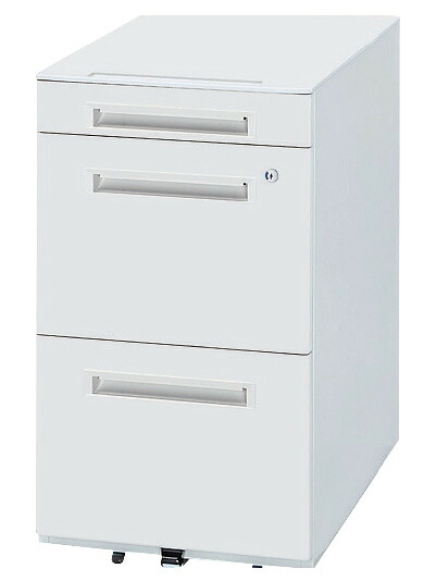 樹脂天板ワゴン WGN-683WW(ホワイト/ホワイト)(A4×3段) 幅39.8cm×奥行58.2cm×高さ67.5cm【キャスター付き 鍵付き オフィスデスク 脇机 オフィスワゴン 事務所 生興】|あいる専門館