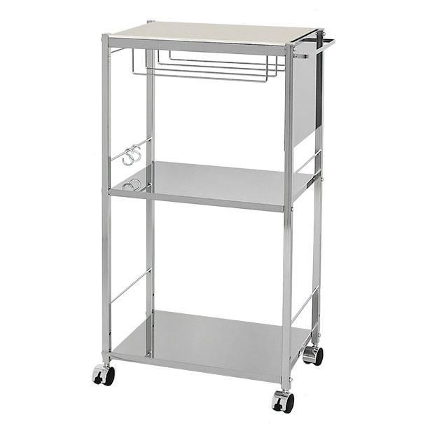 日本製 幅48cm 足立製作所 人口大理石 2299 取手付 人口大理石 ステンレス 収納家具 キッチンワゴン 包丁スタンド付キッチン作業台 キッチンラック キッチンワゴン キャスター付 天板 収納 取手付 足立製作所 あいる 店