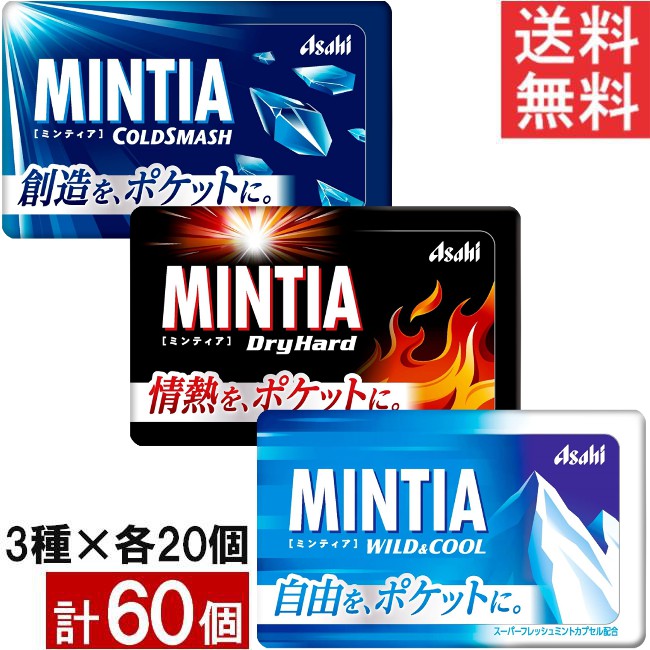 ミンティア 50粒入 人気の3種 60個セット（ワイルド＆クール ・コールドスマッシュ・ドライハード 各20個） まとめ買い