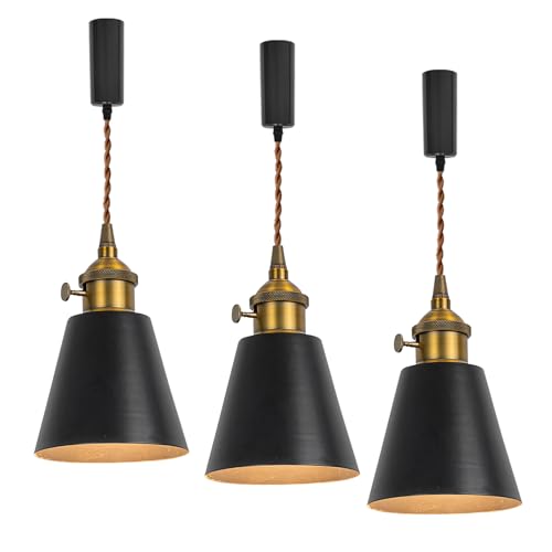 楽天市場】KIVEN 3個パック ブラック レトロペンダントライト 長さ調節