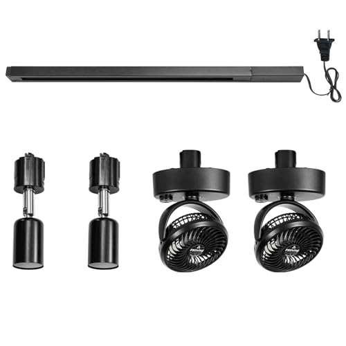 植物育成用セット ダクトレール1本 コンセント式 100cmコード付き ダクトレール用灯具2個 E26対応 電球別売り 植物用送風機2個 植物用サーキュレーター ダクトレール式 観葉植物 ペット用可空気循環 本体スイッチ付き 自動首振り 風力調節可 8,196円