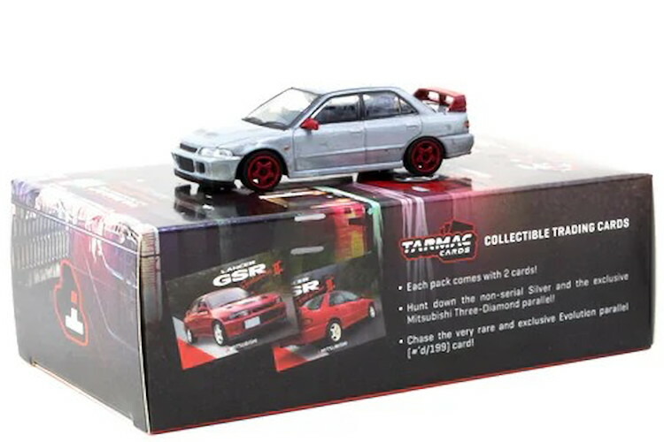 ターマックワークス 1/64 三菱 ランサー GSR エボリューション 2 ターマックカード付き チェイスカー Tarmac Works 1:64 Mitsubishi Lancer GSR Evolution II with Tarmac Cards chase car