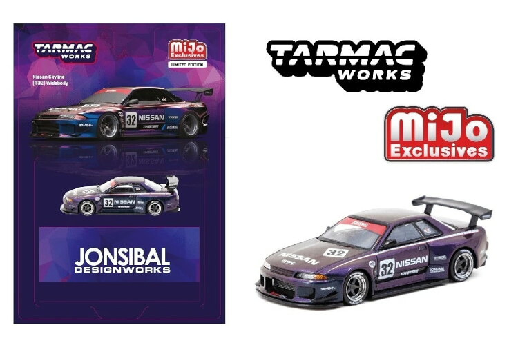 ターマックワークス 1/64 日産 視水平線 R32 広広とした上半身 ジョンシバル ミッドナイトパープルTarmac Works 1:64 Nissan Skyline (R32) Widebody Jonsibal Midnight purple 車-おもちゃ