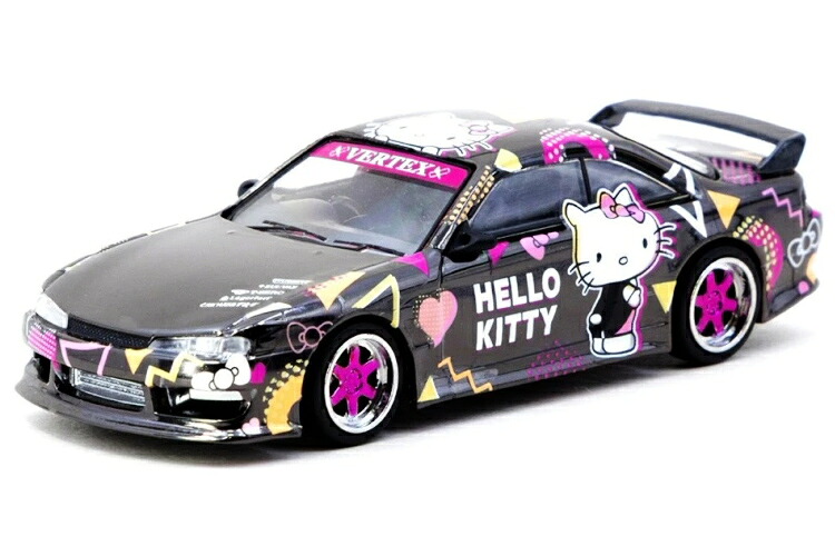 ターマックワークス 1/64 日産 ヴェルテックス シルビア S14 月暈キティ 黒いことクローム USA 特別～版Tarmac Works 1:64 VERTEX Silvia S 14 Hello Kitty Black Chrome USA Special Edition ミニカー・トイカー-乗り物のおもちゃ-おもちゃ