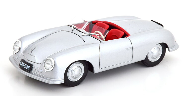 Welly 1/24 ポルシェ 356 #1 ロードスター 1948 シルバー ポルシェミュージアム特別版 開閉 Welly 1:24 Porsche 356 No 1 Roadster 1948 silver special edition from the Porsche Museum
