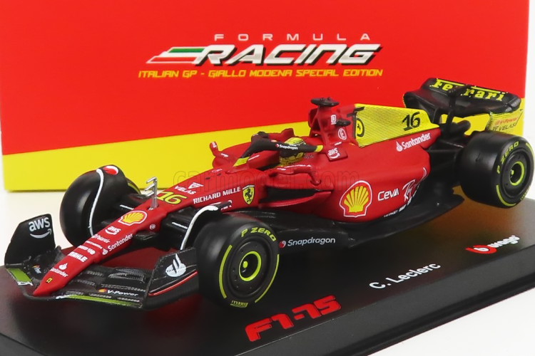 ブラーゴ 1/43 フェラーリ F1-75 スクーデリアフェラーリ #16 2nd イタリア共和国GP モンツァ (ポールポジション) 2022 シャルル・ルクレールBburago 1:43 Ferrari F1-75 SCUDERIA FERRARI N 16 2nd MONZA GP ITALY (POLE POSITION) 2022 CHARLES LECLERC おもちゃ-乗り物のおもちゃ