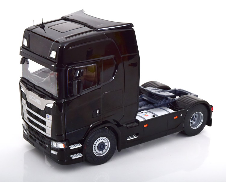 ソリド 1/24 スカニア S580 ご機嫌伝達ルート引っ張ること車 2023黒いこと デカール付き添い人 開閉Solido 1:24 Scania S580 Highline towing vehicle 2023 black with Decals