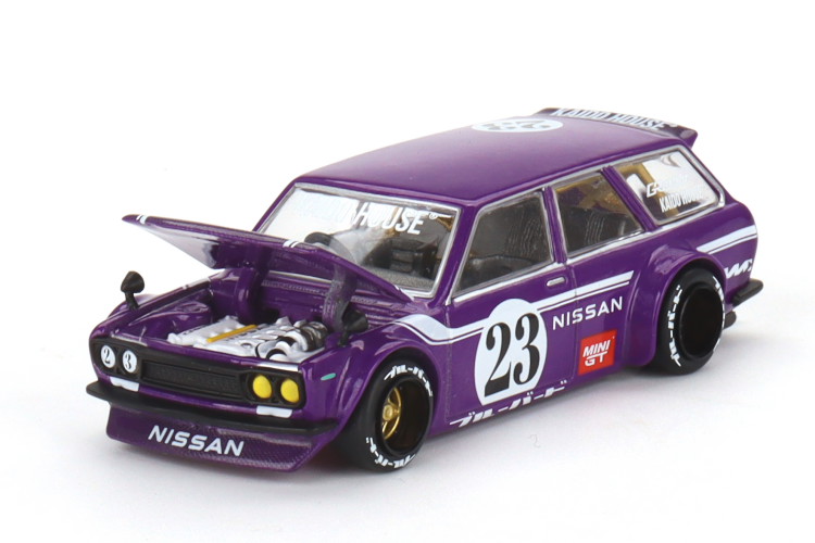 MINI GT x Kaido House 1/64 ダットサン KAIDO 510 ワゴン カーボンファイバーV1 パープル 開閉MINI GT x Kaido House 1:64 Datsun KAIDO 510 Wagon CARBON FIBER V1 Purple｜Reowide モデルカー カタログ SHOP