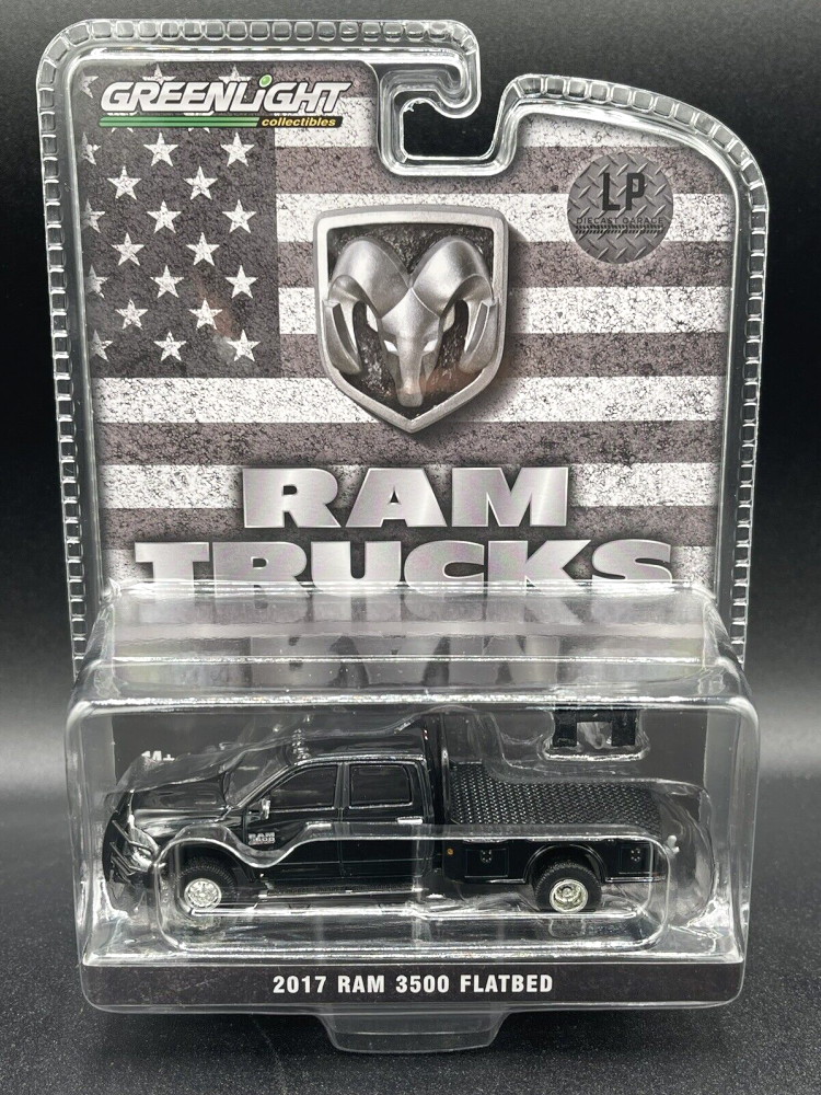 グリーンライト コレクティブル 1/64 Ram 3500 フラットベッド ブラック トラック カミンズ 2017 Greenlight Collectibles 1:64 Ram 3500 Flatbed Black Truck Cummins 2017