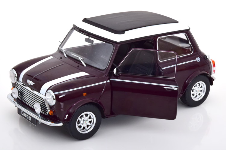 KK-Scale 1/12 ミニクーパー サンルーフ付 LHD パープルメタリック/白いこと 開閉KK-Scale 1:12 Mini Cooper with Sunroof LHD purple-metallic white
