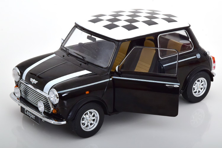 KK-Scale 1/12 ミニクーパー RHD 黒いこと/白いこと チェッカー信号旗 開閉KK-Scale 1:12 Mini Cooper RHD black white Chequered Flag
