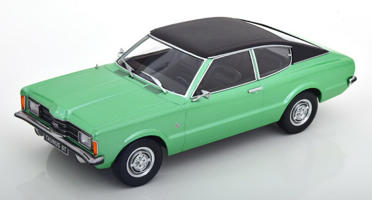 KK-SCALE 1/18 フォード タウヌス GT クーペ ビニールルーフ付 1971 グリーンメタリック/フラットブラック KK-Scale 1:18 Ford Taunus GT Coupe with vinyl roof 1971 greenmetallic flatblack