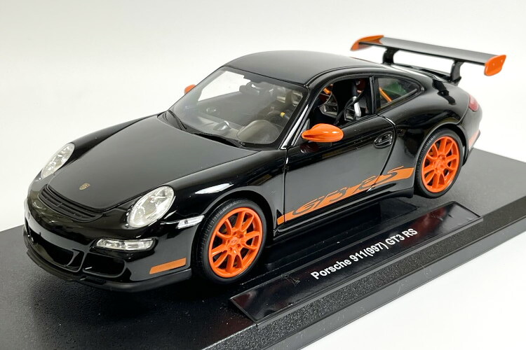 ウィリー 1/18 ポルシェ 911 (997) GT3 RS ブラック/オレンジ 開閉 WELLY 1:18 Porsche 911 (997) GT3 RS Black / Orange