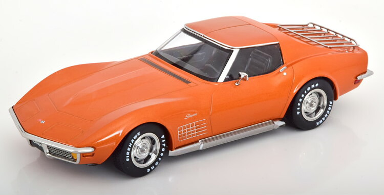 KK-SCALE 1/18 シボレー コルベット C3 取り外し可能なルーフパーツとサイドパイプ付き 1972 オレンジメタリック KK-Scale 1:18 Chevrolet Corvette C3 with removable roof parts and side pipes 1972 orange-metallic