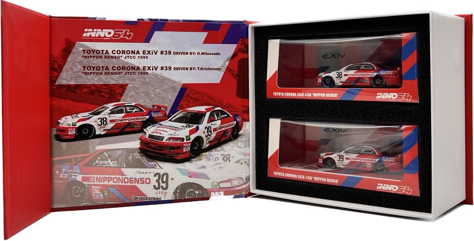 【特注】関谷正徳サイン入り ミニカーセット イノモデル 1/64 トヨタ コロナ EXiV 1995 JTCC 2台セット (