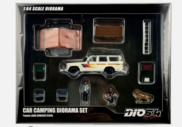 INNO64 1/64 カーキャンプジオラマ 1987 トヨタ ランドクルーザーフィギュア付き INNO64 1:64 Car Camping Diorama w/ 1987 Toyota Land Cruiser & Figures