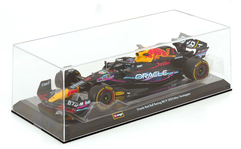 ブラーゴ 1/24 レッドブル RB19 マイアミGP USA 世界チャンピオン 2023 フェルスタッペン ドライバーフィギュア ショーケース付 Bburago 1:24 Red Bull RB19 GP Miami USA World Champion 2023 Verstappen with driver figurine and ShowCase