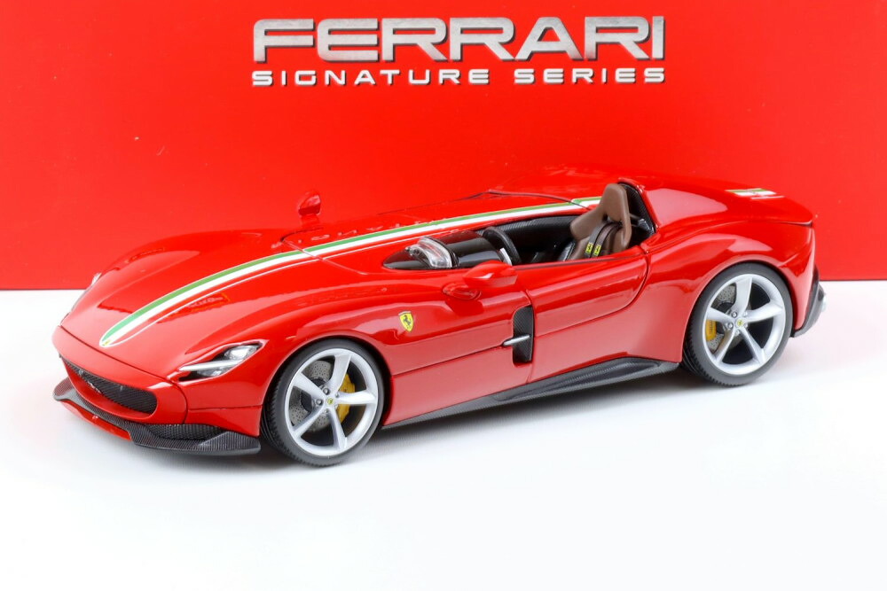 ブラーゴ 1/18 フェラーリ シグネチャーシリーズ モンツァ SP1 レッド/イタリア国旗 2019 開閉 Bburago 1:18 Signature Ferrari Monza SP1 red/Italian flag 2019