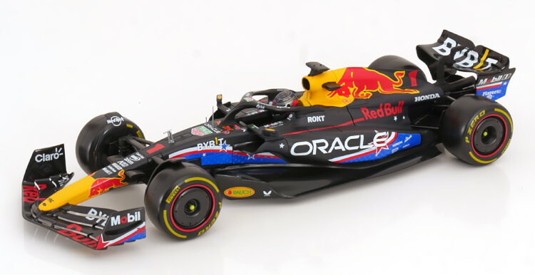 ブラーゴ 1/18 赤いことブル RB19 亜米利加グランプリ オースティン １つ星の州 世界はやりっ子 2023 フェルスタッペン １番ウッド図形付き添い人Bburago 1:18 Red Bull RB19 GP USA Austin Texas World Champion 2023 Verstappen with driver figure