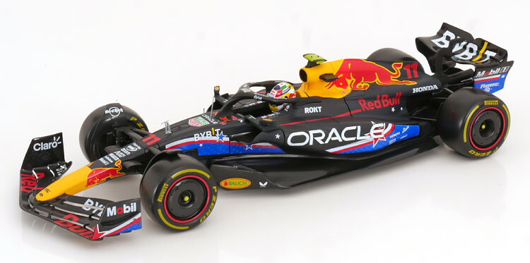 ブラーゴ 1/18 赤いことブル RB19 亜米利加グランプリ オースティン １つ星の州 2023 ペレス １番ウッド図形付き添い人Bburago 1:18 Red Bull RB19 GP USA Austin Texas 2023 Perez with driver figure