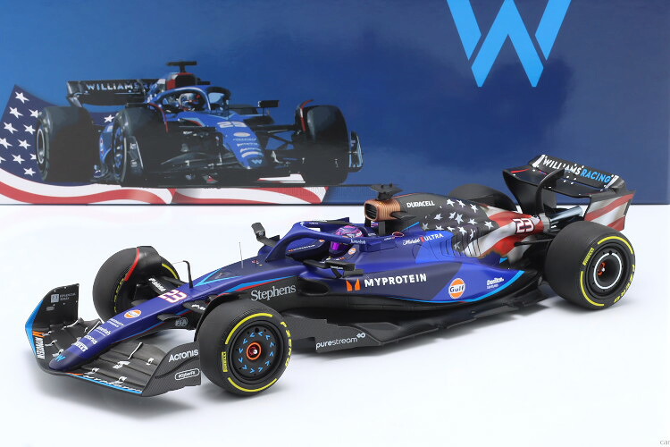 ミニチャンプス 1/18 ウィリアムズ FW45 #23 9位 アメリカ グランプリ フォーミュラ1 2023 アレクサンダー アルボン ドライバーフィギュア付 150台限定Minichamps 1:18 Williams FW45 N23 9th USA GP formula 1 2023 Alexander Albon With driver figure Limited 150 pcs｜Reowide モデルカー カタログ SHOP
