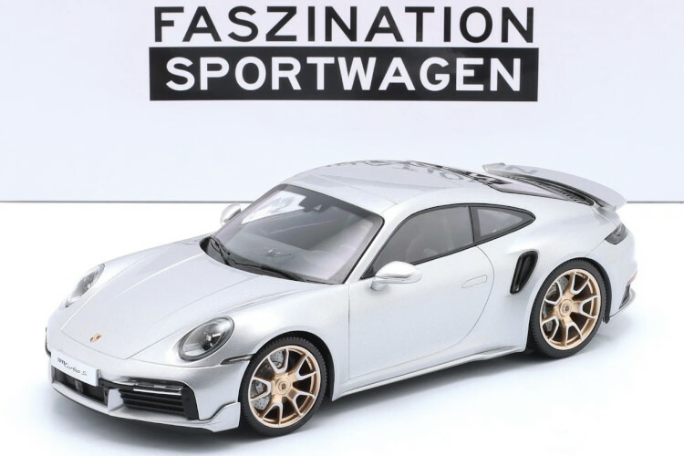 ミニチャンプス 1/18 ポルシェ 911 992 ターボ S クーペ スポーツデザイン 2024 シルバー ゴールドリム 300台限定 Minichamps 1:18 Porsche 911 (992) Turbo S Coupe Sport Design 2024 silver golden rims Limited 300 pcs