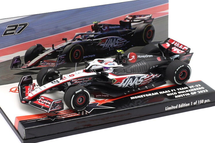 ミニチャンプス 1/43 ハース VF-23 #27 亜米利加グランプリ 数式1 2023 ニコ ヒュルケンベルグ 150台押さえるMinichamps 1:43 Haas VF-23 N27 USA GP Formula 1 2023 Nico H・・lkenberg Limited 150 pcs
