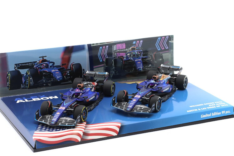 ミニチャンプス 1/43 2台セット ウィリアムズ FW45 #23 9位 アメリカ/オースティン&12位 ラスベガス フォーミュラ1 2023 アレクサンダー アルボン 99台限定 Minichamps 1:43 2-Car Set Williams FW45 #23 9th USA/Austin&12th Las Vegas F1 2023 A.Albon limited 99 pcs
