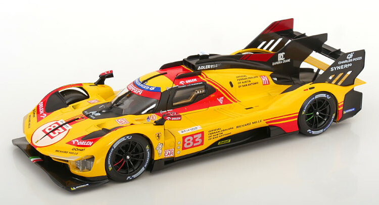 ブラーゴ 1/18 フェラーリ 499P #83 ル マン24第四次元 2024 クビサ/イーフェイ/シュワルツマン Bburago 1:18 Ferrari 499P N83 24h Le Mans 2024 Kubica/Yifei/Schwarzman with ShowCase