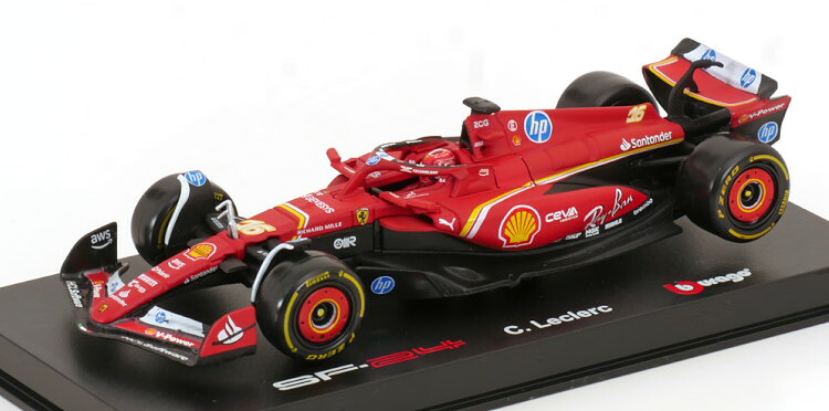 ブラーゴ 1/43 フェラーリ SF-24 #16 2024 ルクレール ドライバーフィギュア・ショーケース付き Bburago 1:43 Ferrari SF-24 #16 2024 Leclerc with driver figurine and ShowCase