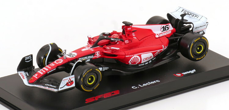 ブラーゴ 1/43 フェラーリ 空想科学小説23 #16 ラスベガスグランプリ USA 2023 ルクレール １番ウッド図形・Bburago 1:43 Ferrari 空想科学小説23 #16 GP Las Vegas USA 2023 Leclerc with driver figurine and ShowCase ミニカー・トイカー-車-おもちゃ