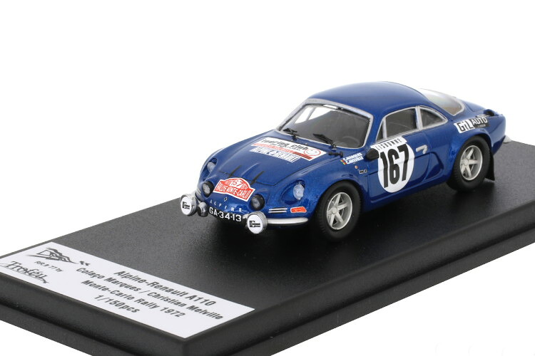 トロフュー 1/43 ルノー アルピーヌ A110 1600 #167 ラリー モンテカルロ 1972 Vitor Colaco Marques/Christian Melville 150台押さえる\u003cBR\u003eTROFEU 1:43 Renault Alpine A110 1600 #167 Rally Monte Carlo 1972 Vitor Colaco Marques/Christian Melville limited 150 pcs
