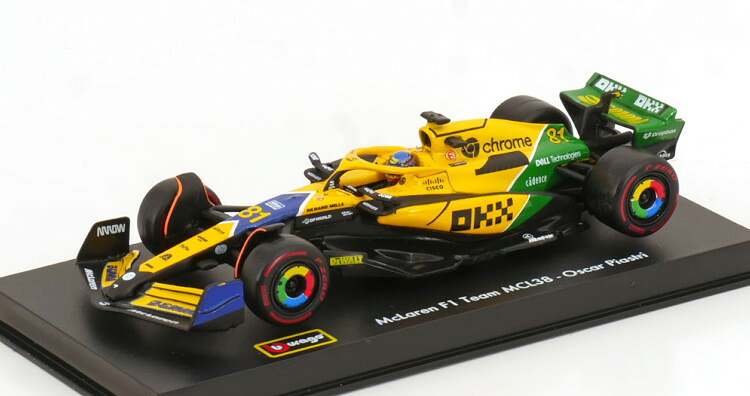 ブラーゴ 1/43 マクラーレン MCL38 #81 モナコグランプリ 2024 ピアストリ ショーケース ドライバーフィギュア付き Bburago 1:43 McLaren MCL38 #81 GP Monaco 2024 Piastri with ShowCase and driver figure