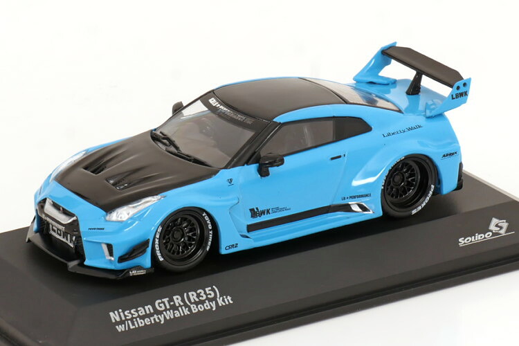 ソリド 1/43 日産 GT-R R35 不羇ウォーク 上半身一揃いの道具 2019 青色 黒いことSolido 1:43 Nissan GT-R R35 Liberty Walk Body Kit 2019 blue black 車-乗り物のおもちゃ