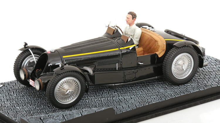 ルマン ミニチュア パンテオン 1/18 ブガッティ T59 ベルギー国王車 1934 ブラック イエロー レオポルド3世 ドライバーフィギュア付き Le Mans Miniatures Pantheon 1:18 Bugatti T59 King of Belgium 1934 black yellow Leopold III with driver figurine
