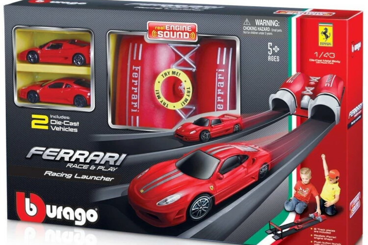 ブラーゴ 1/43 フェラーリ レーシング ローンチャー 2台のモデルカーとアクセサリー付 レッド ブラック Bburago 1:43 Ferrari Racing Launcher with two model cars and accesories red black