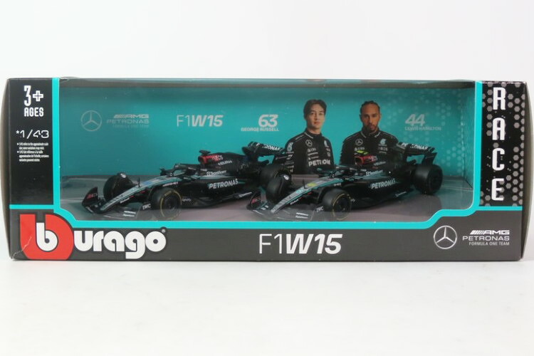 ブラーゴ 1/43 2台セット メルセデス・ベンツ W15 E パフォーマンス #44 & #63 フォーミュラ1 2024 ルイス ハミルトン / ジョージ ラッセル Bburago 1:43 2-Car Set Mercedes-Benz W15 E Performance #44 & #63 GP F1 2024 L.Hamilton G. Russell