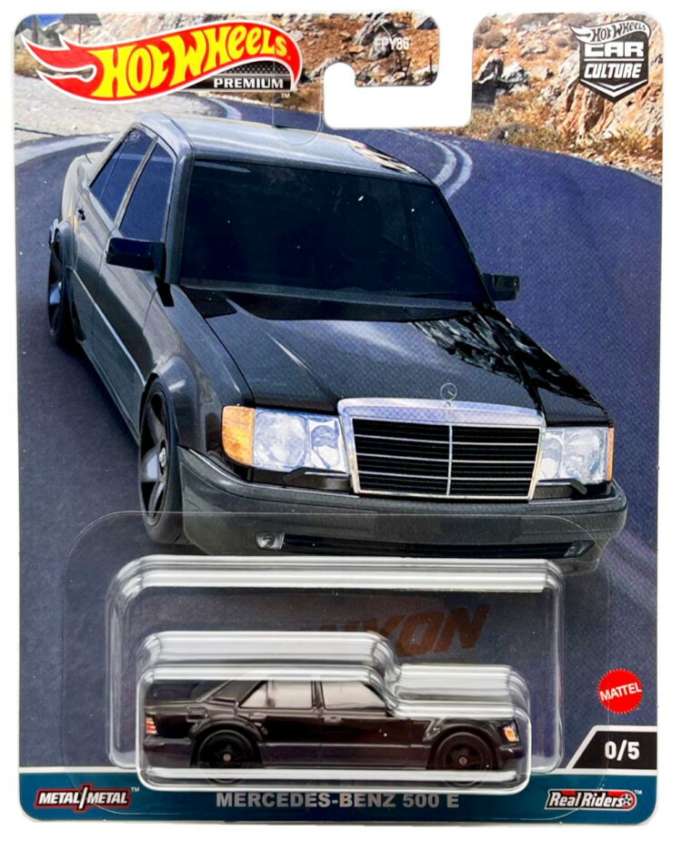 ホットウィール 割り増し金 1/64 メルセデス 500E 2023 キャニオン ウォリアーズ 黒いことHot Wheels Premium 1:64 Mercedes 500E 2023 Canyon Warriors black